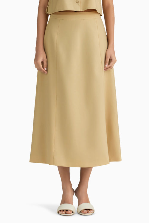 Sand Suiting Midi Skirt