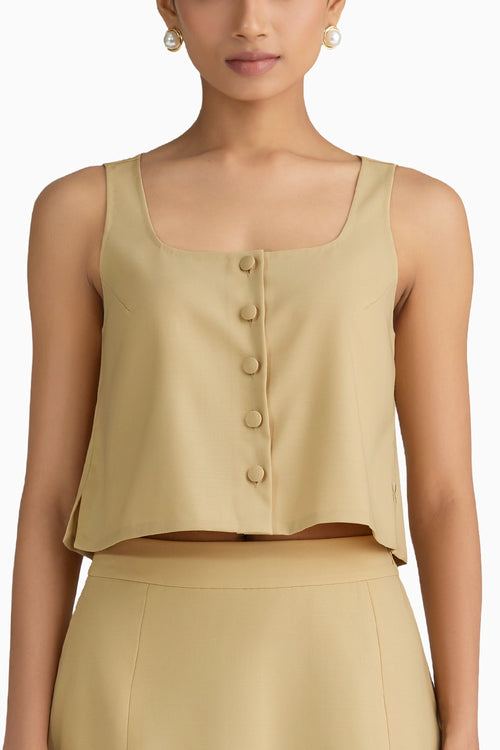 Sand Suiting Cropped Sleeveless Top
