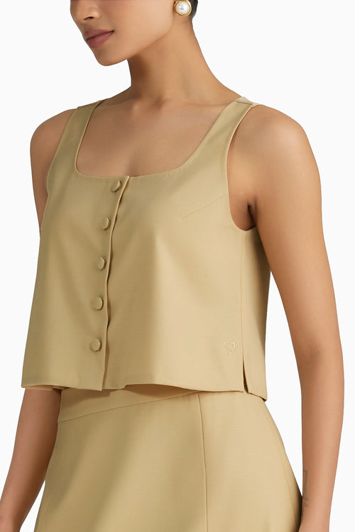 Sand Suiting Cropped Sleeveless Top
