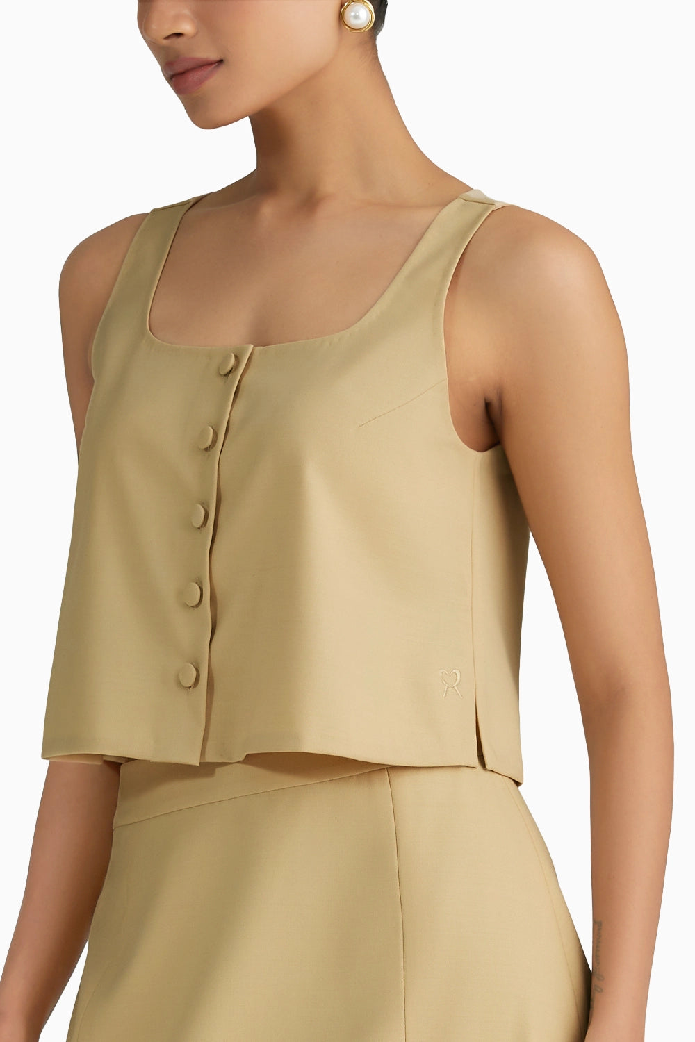 Sand Suiting Cropped Sleeveless Top
