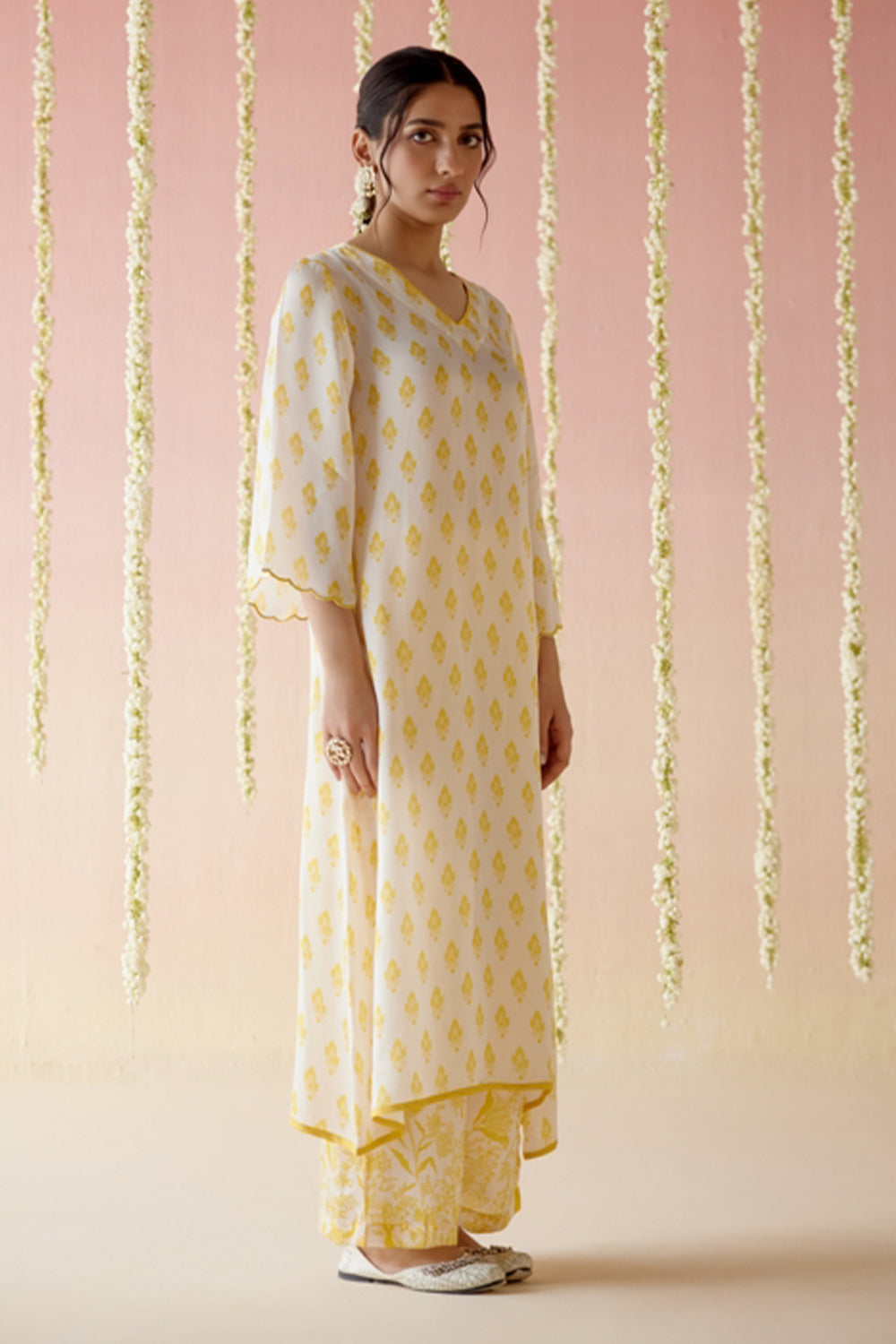 Freesia Yellow A-Line Kurta and Pants with Dupatta