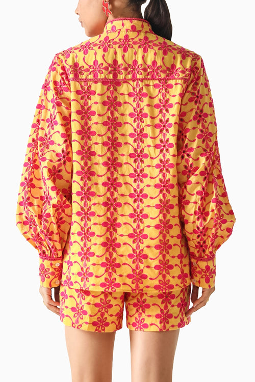 Chleo Yellow-Pink Schiffli Co-ord Set