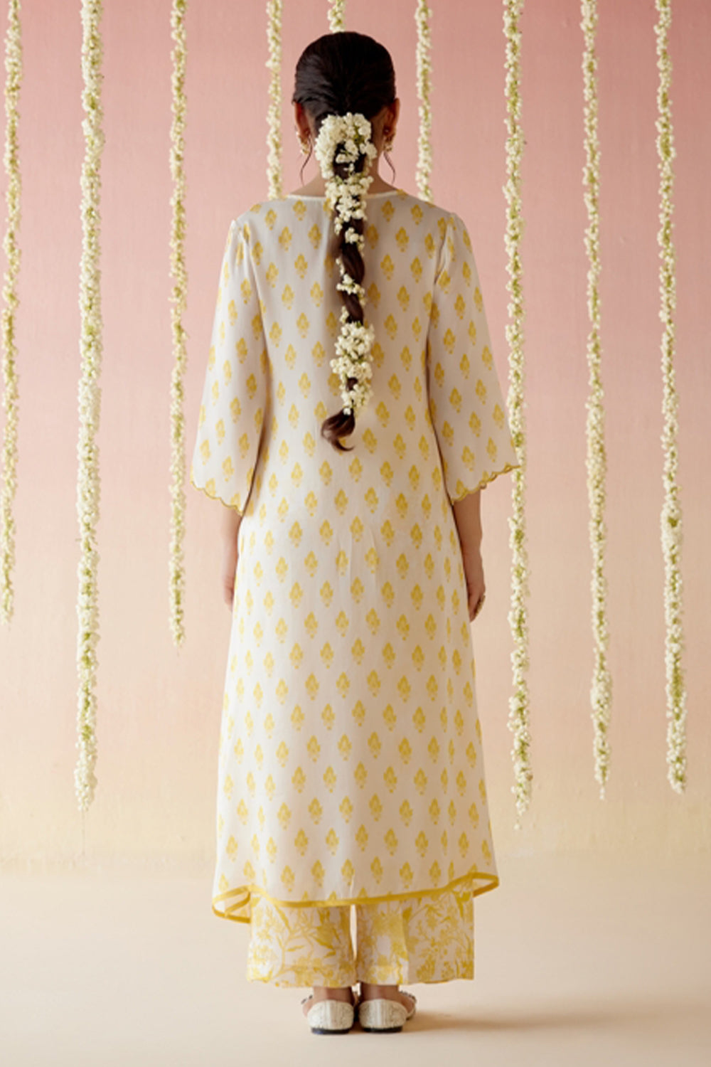 Freesia Yellow A-Line Kurta with Wide Leg Pants