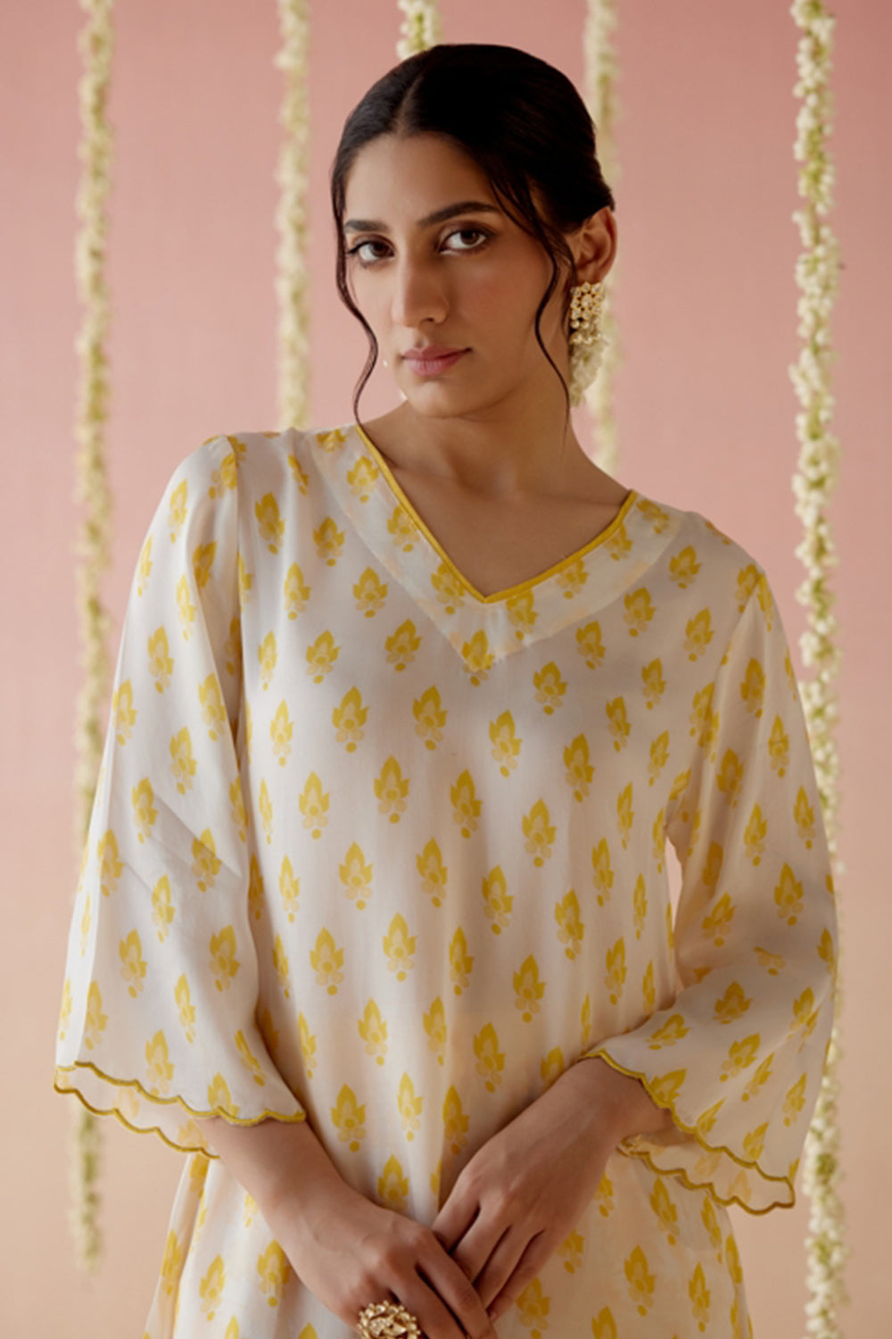 Freesia Yellow A-Line Kurta with Wide Leg Pants