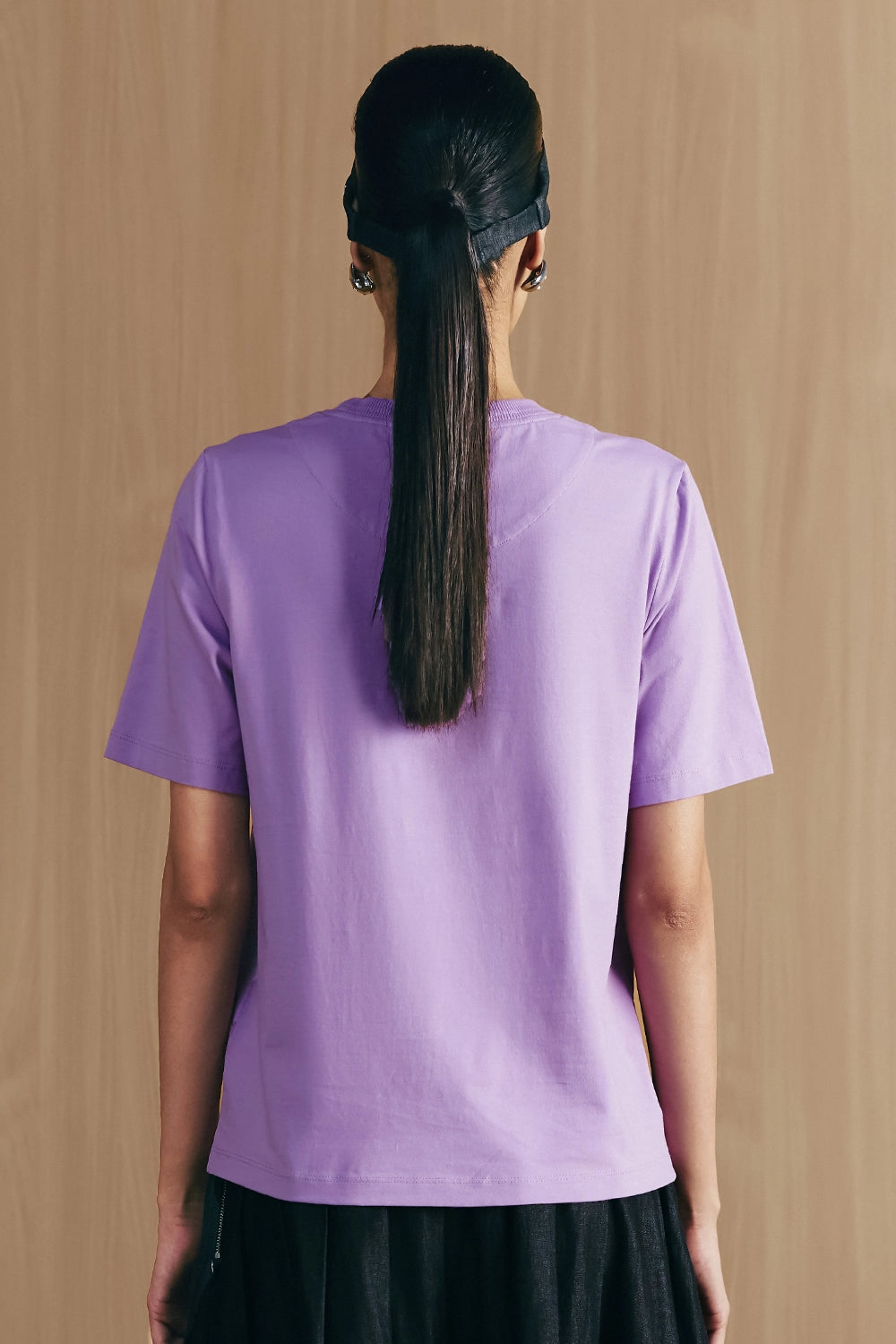 Purple Lilac Turtle Embellished T-Shirt