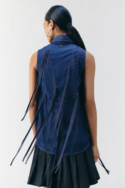 Blue Denim Fringe Shirt