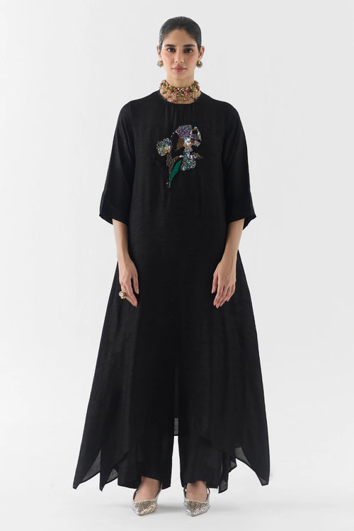 Black Rose Kurta And Pants Set