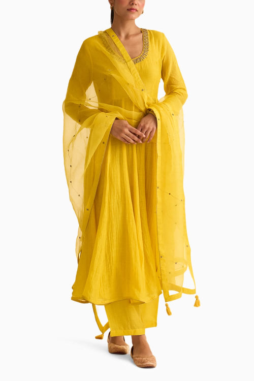 Vara Yellow Ghoomar Anarkali Set