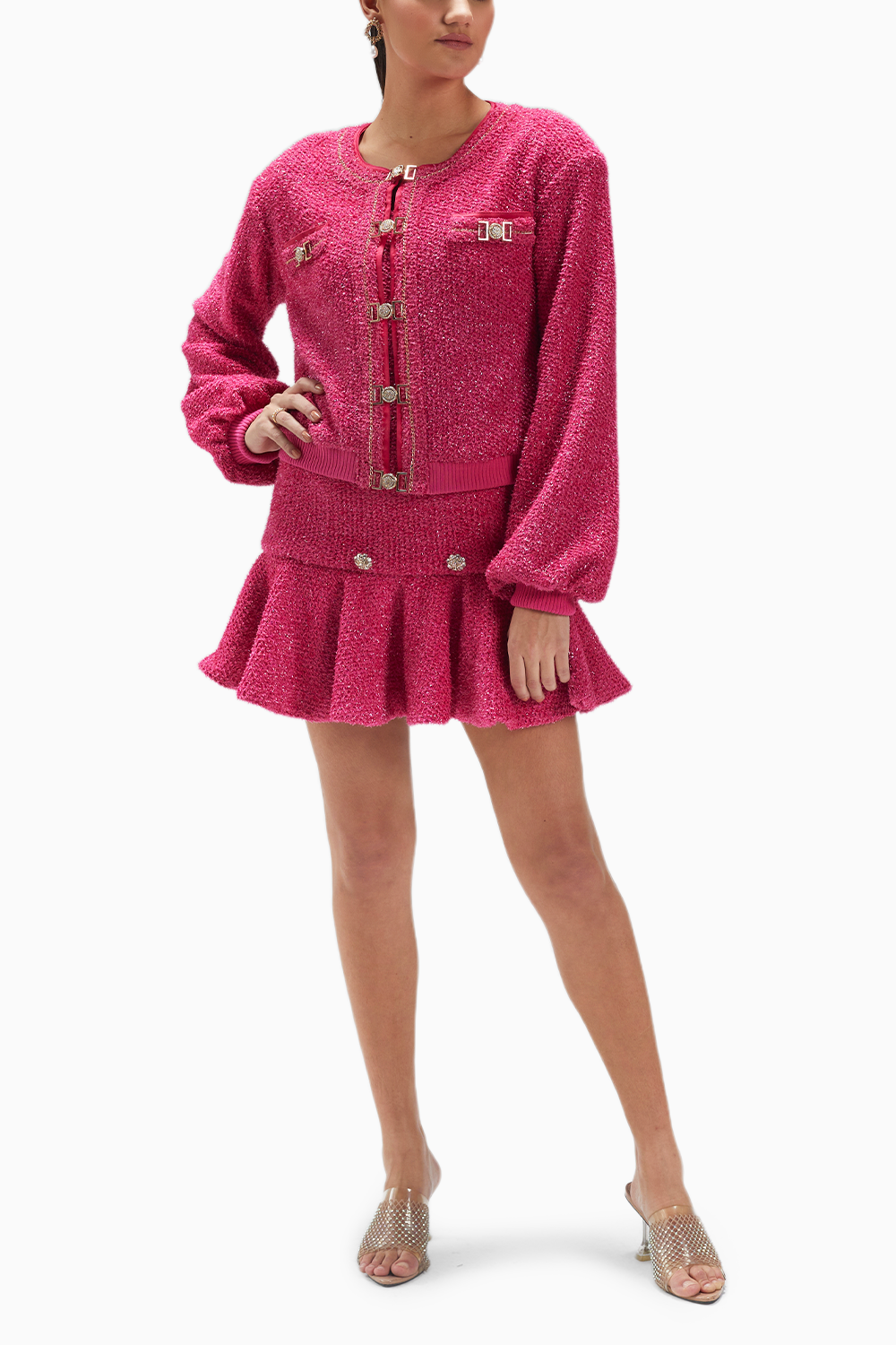 Fuchsia Pink Bomber Jacket With Dress