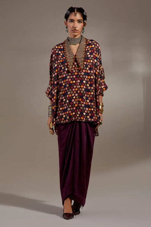 Jamuni Anka Mandala Shirt With Drape Skirt