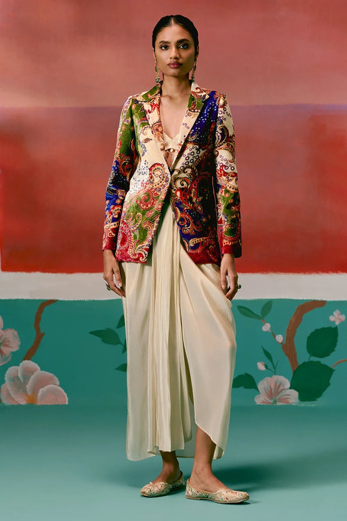 Paisley Blazer Dhoti Set
