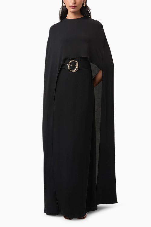 Black Alaia Draped Overlay Gown