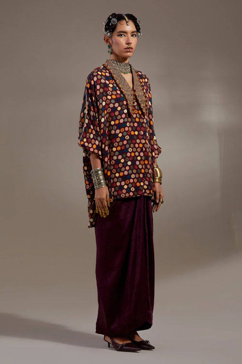 Jamuni Anka Mandala Shirt With Drape Skirt