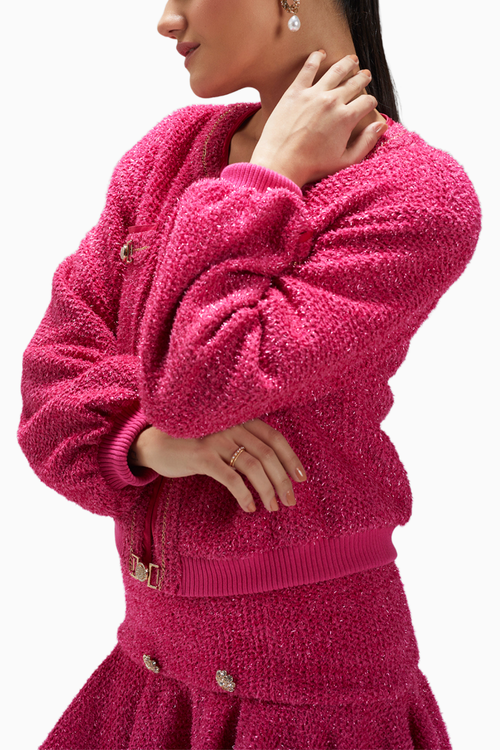 Fuchsia Pink Bomber Jacket With Dress