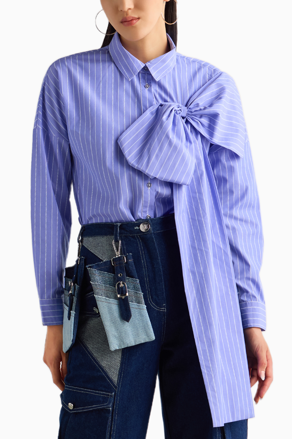 Blue Stripe Bow Shirt