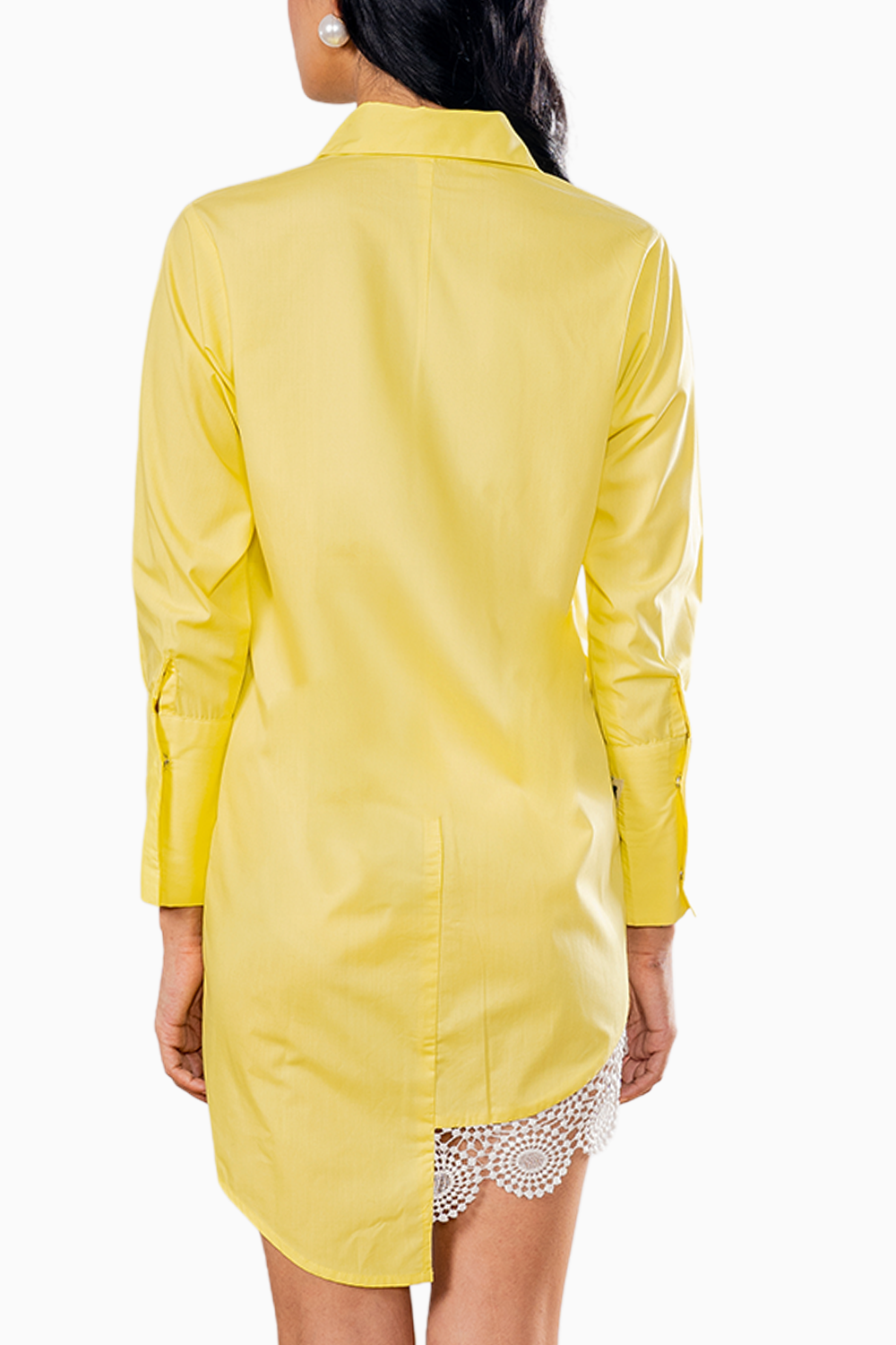 Yellow Giraffe Embroidered Shirt Dress