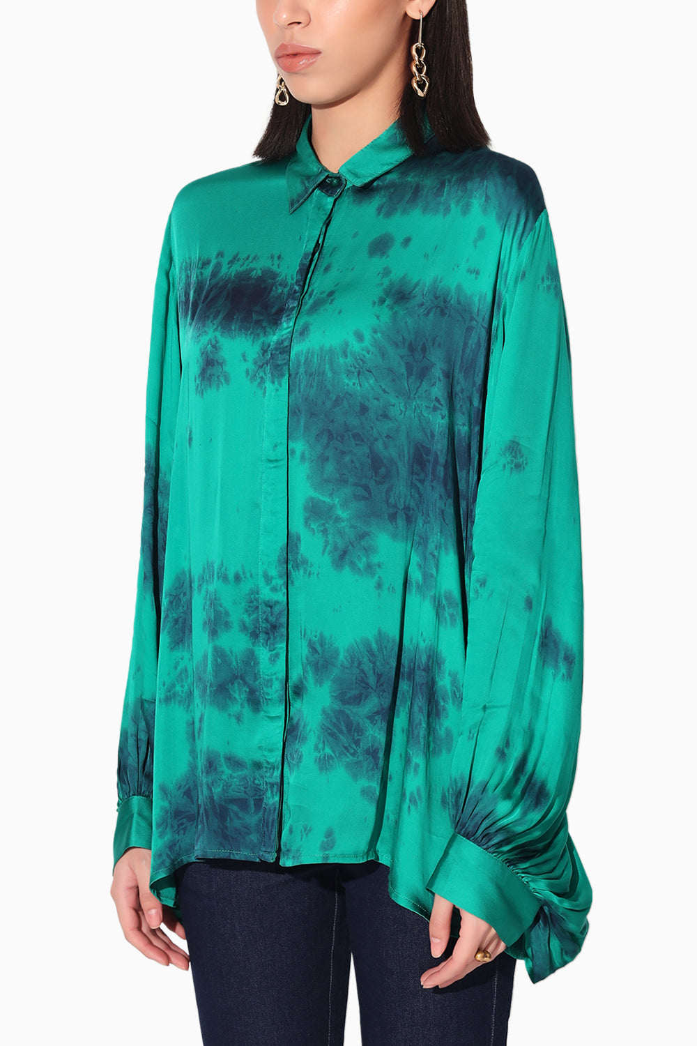 Green Orelia Balloon Sleeve Shirt