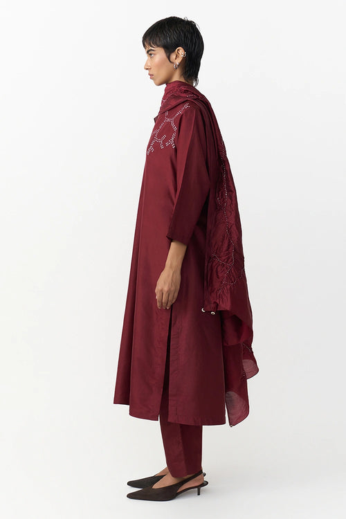 Badra Burgundy Dupatta