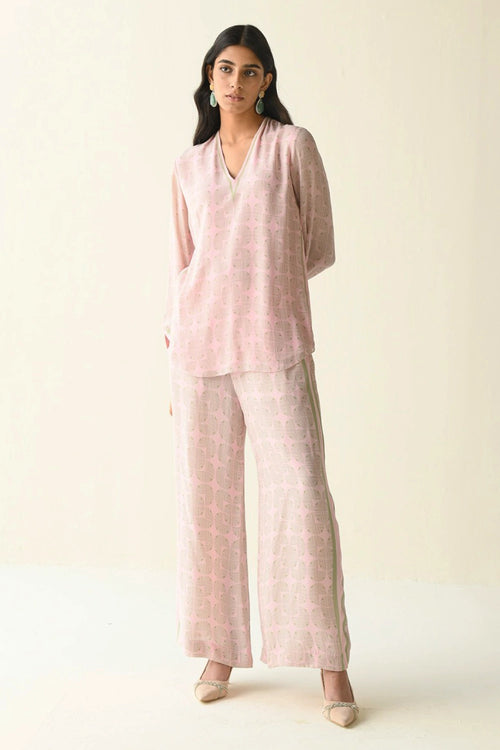 Pink And Grey Printed Co-ord Set