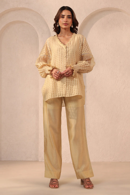 Vaayu Beige V Neck Co-ord Set