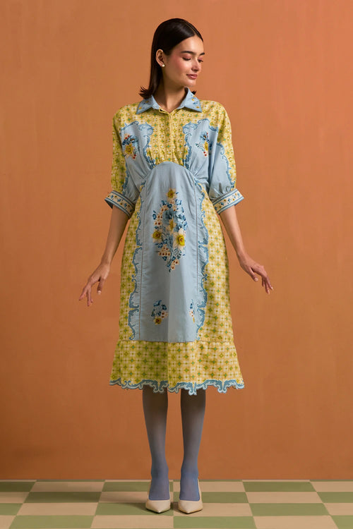 Sky Blue Verdant Kimono Dress