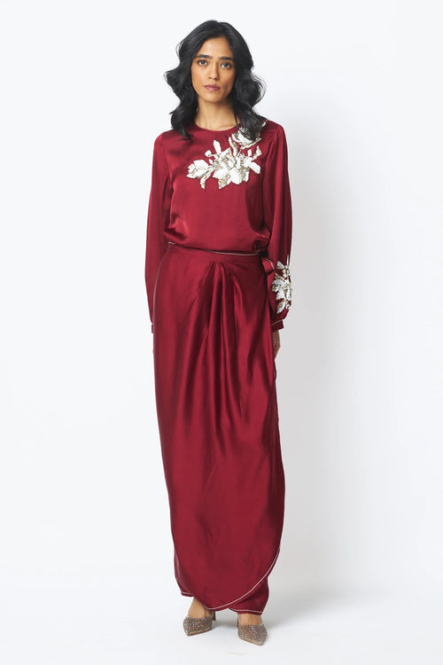 Cathy One Piece Blouson Drape Skirt