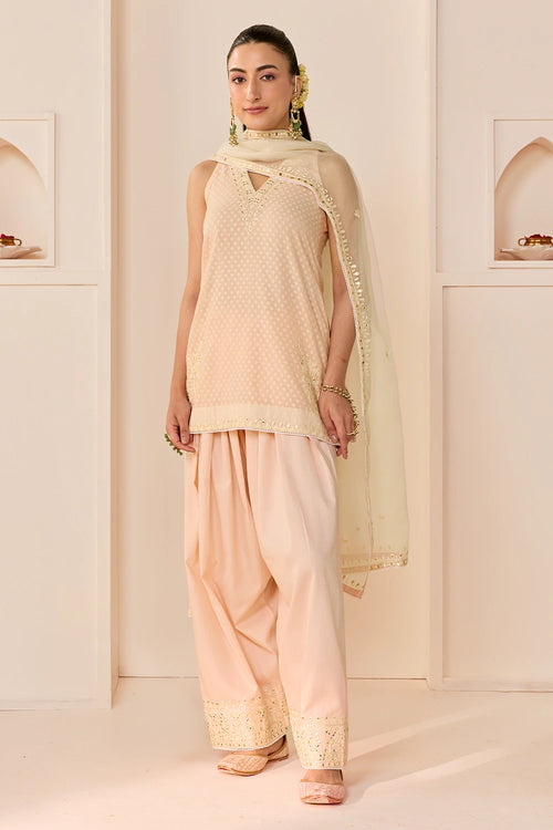 Miral Carnation Pink Short Kurta with Farsi Salwar and Dupatta