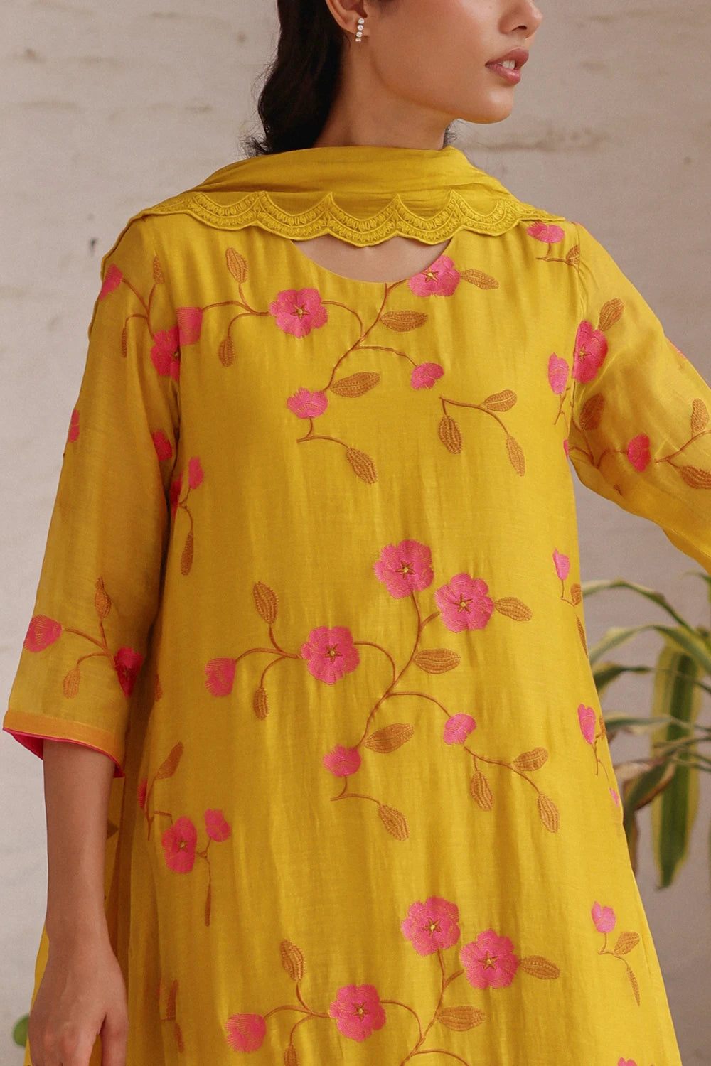 Canary Bloom Embroidered Anarkali