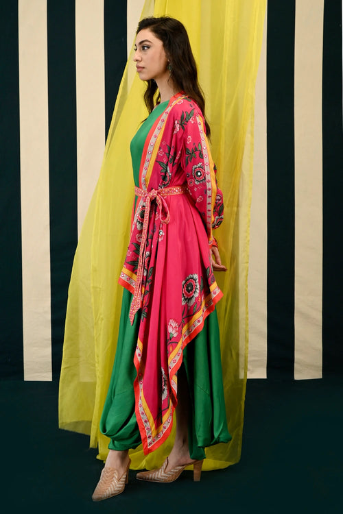 Gulmohar Lata Cape with Surajmuki Dress