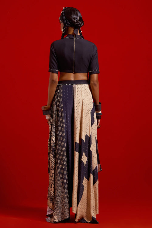 Areej Blouse with Printed Chakri Skirt