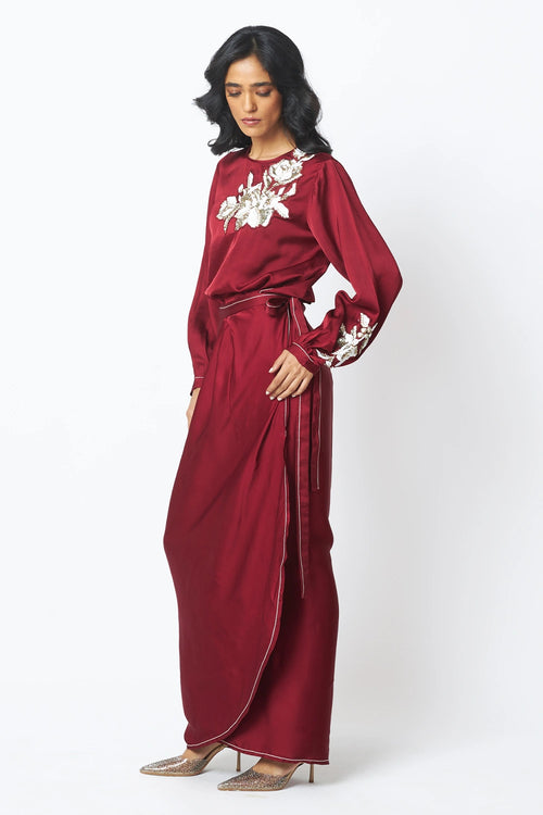 Cathy One Piece Blouson Drape Skirt
