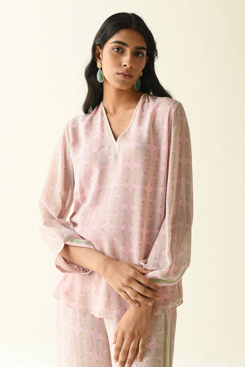 Pink And Grey Printed Co-ord Set