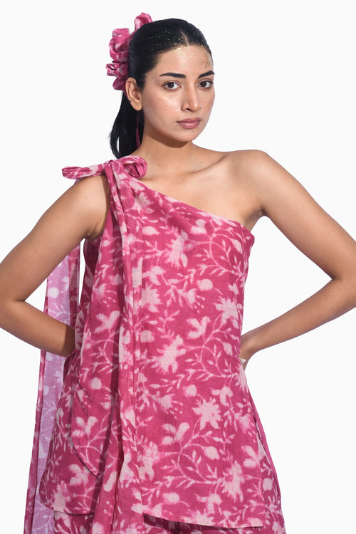 Sangria One Shoulder Set