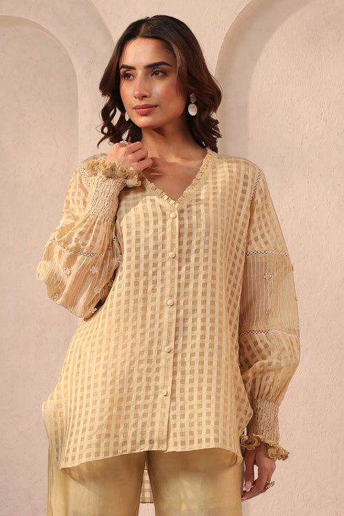 Vaayu Beige V Neck Co-ord Set