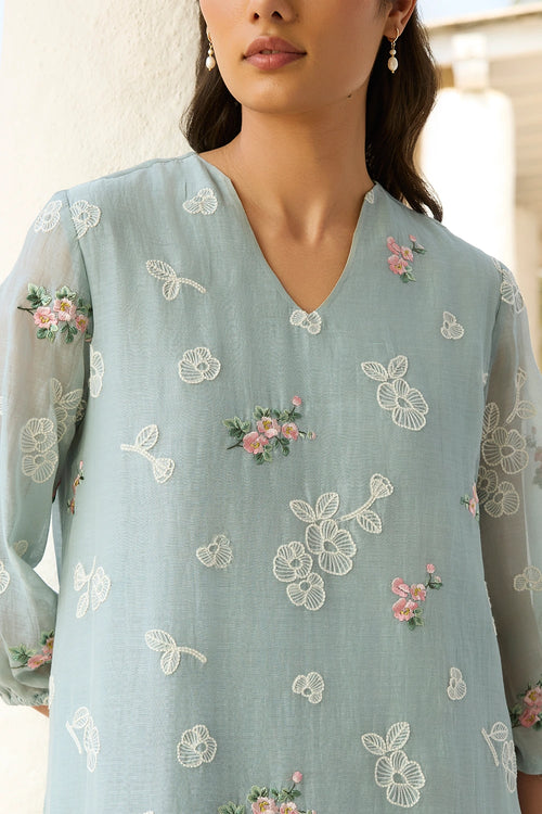 Sky Thread Embroidered Dress
