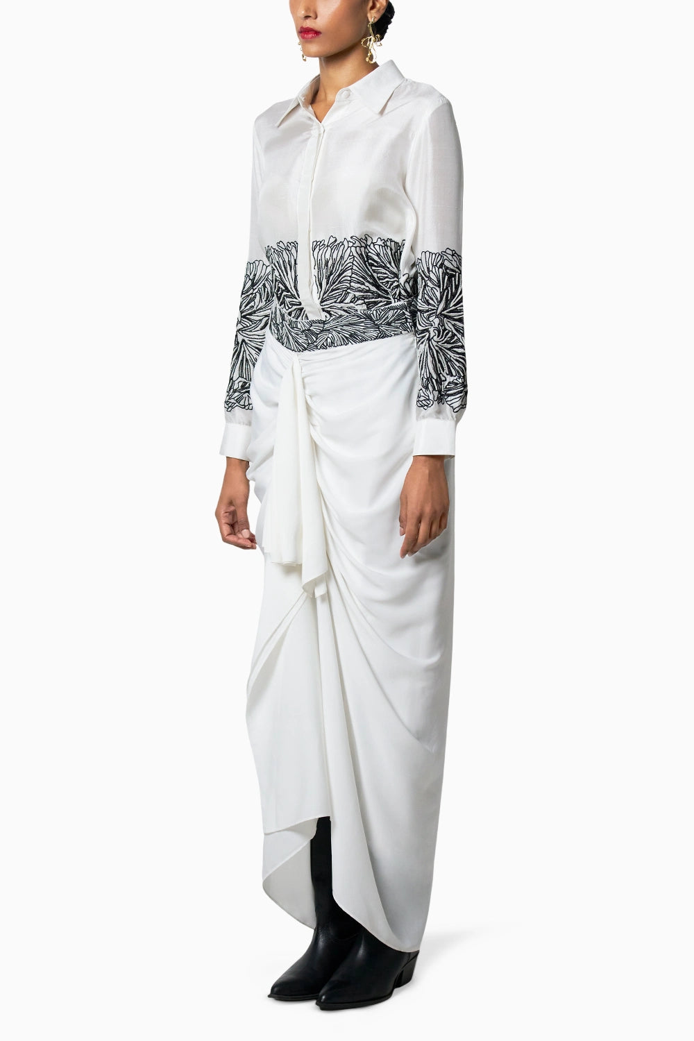 Blossom White-Black Shirt