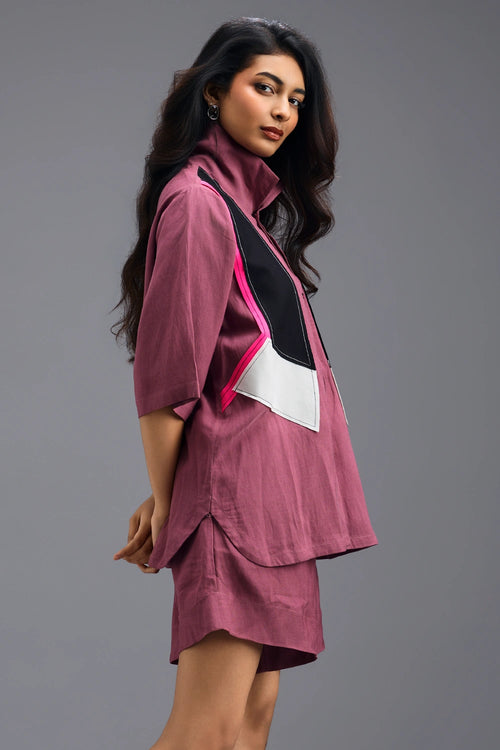 Pink Linen Tailored Shorts