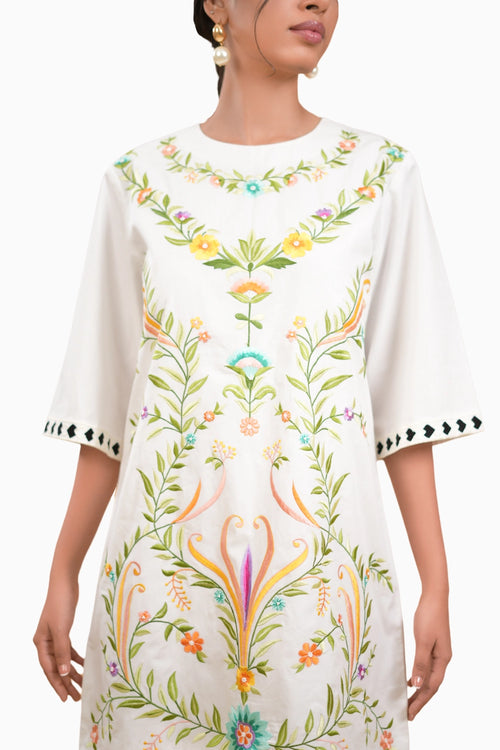 Camellia Embrodered Shirt Dress