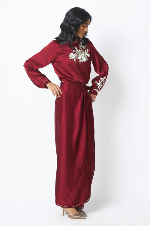 Cathy One Piece Blouson Drape Skirt