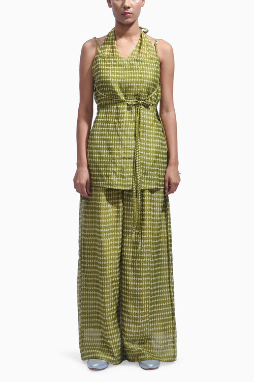 Olive Tie Wrap Co-ord Set