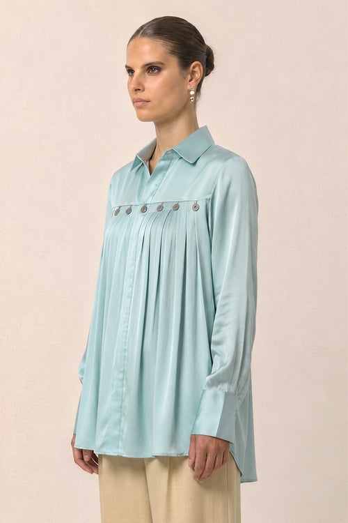 Tropical Breeze Blue Gather Shirt