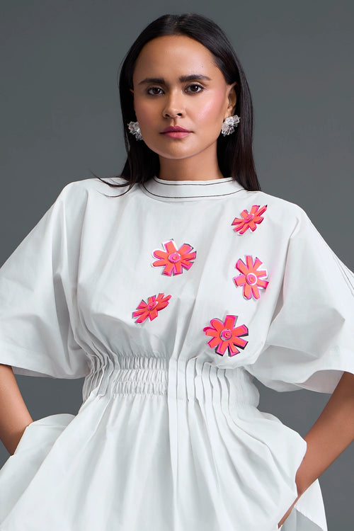 White Floral Peplum Co-ord Set