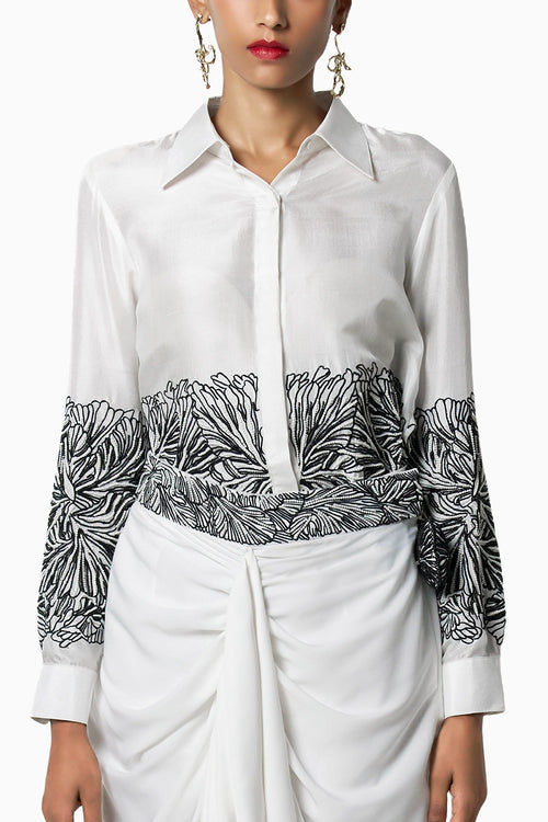 Blossom White- Black Shirt With Sam Skirt
