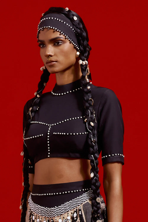 Areej Blouse with Printed Chakri Skirt