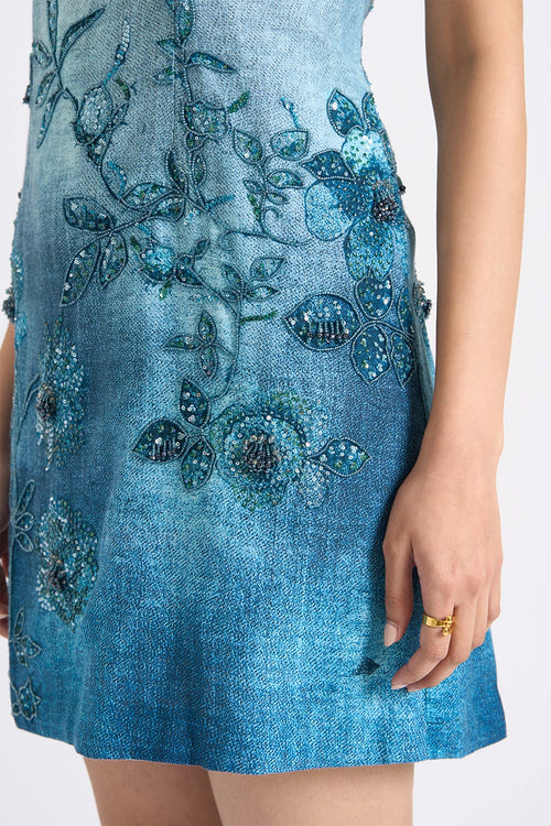 Azure Embroidered Mini Dress