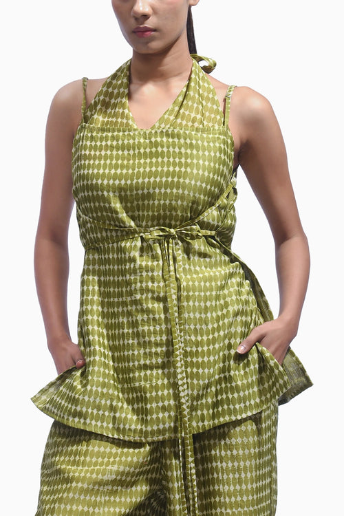 Olive Tie Wrap Co-ord Set