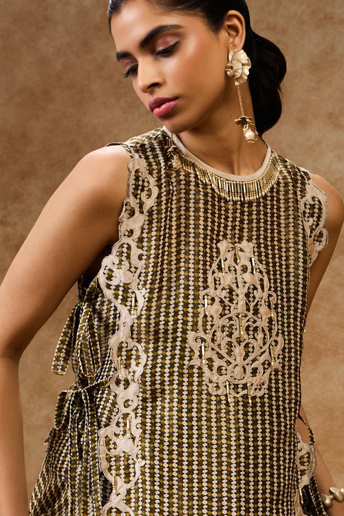 Moss Grid Bib Top And Pants Set