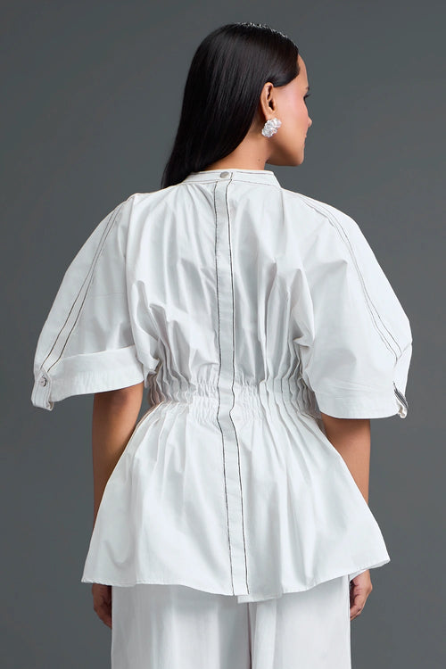 White Floral Peplum Top