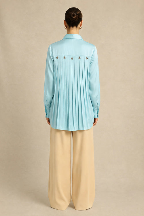 Tropical Breeze Blue Gather Shirt