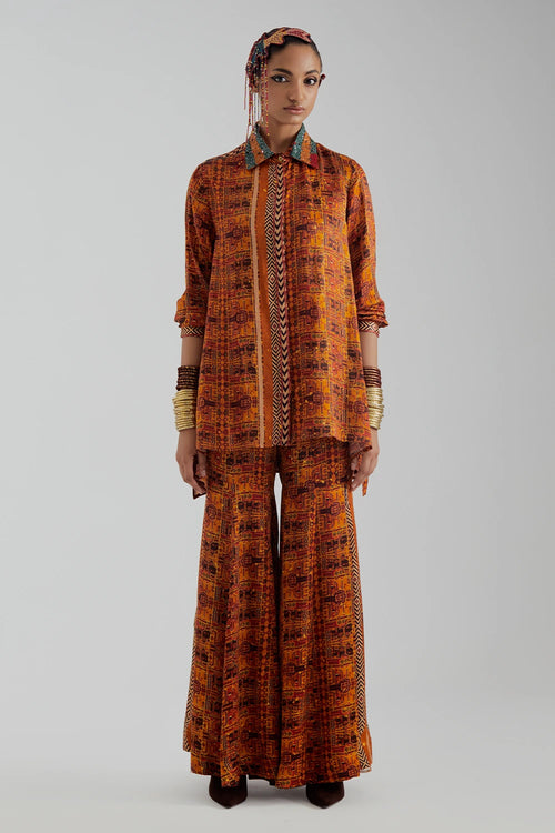 Yellow Atri Straight Shirt Set